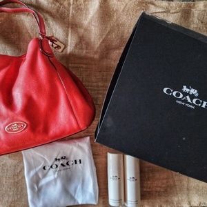 Coach Edie Vermillion Orange Tote Bag